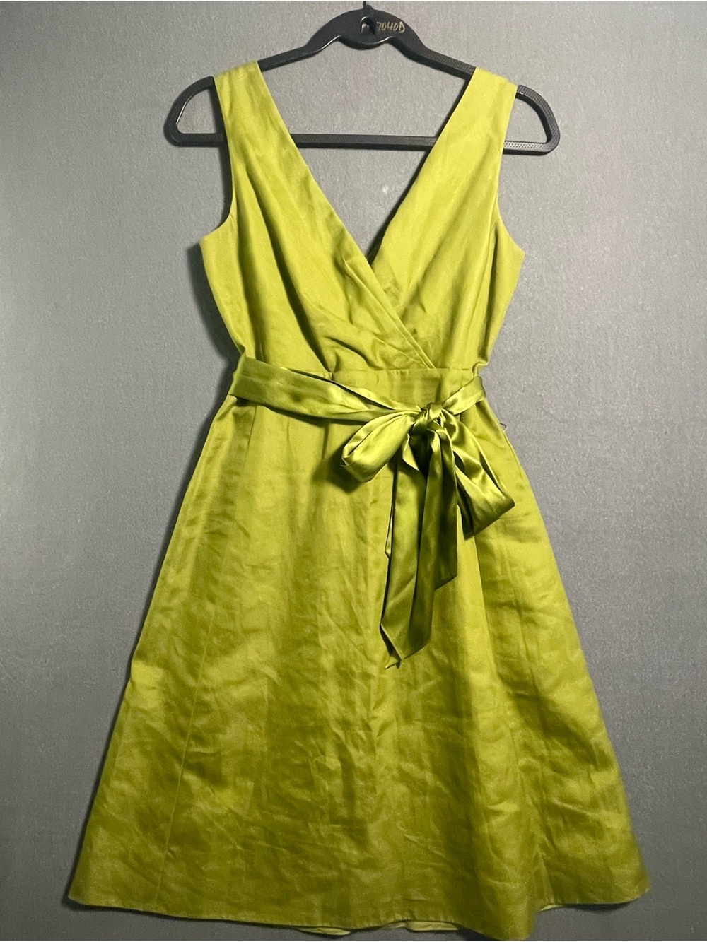 J.Crew Green Wrap Dress Tie Waist Fit & Flare Size 4